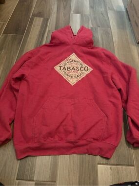 Tabasco Red Pullover Hoodie with Logo Patch